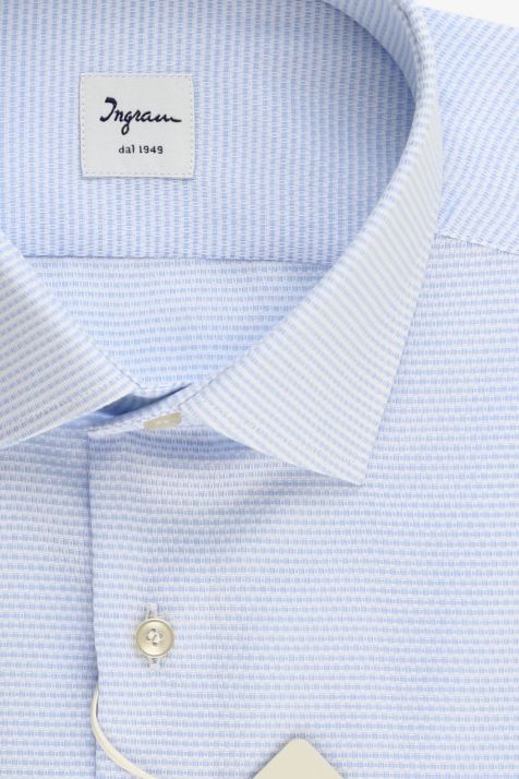 Camicia Uomo Ingram Regular Micro disegno 100% cotone collo Francese Manica lunga