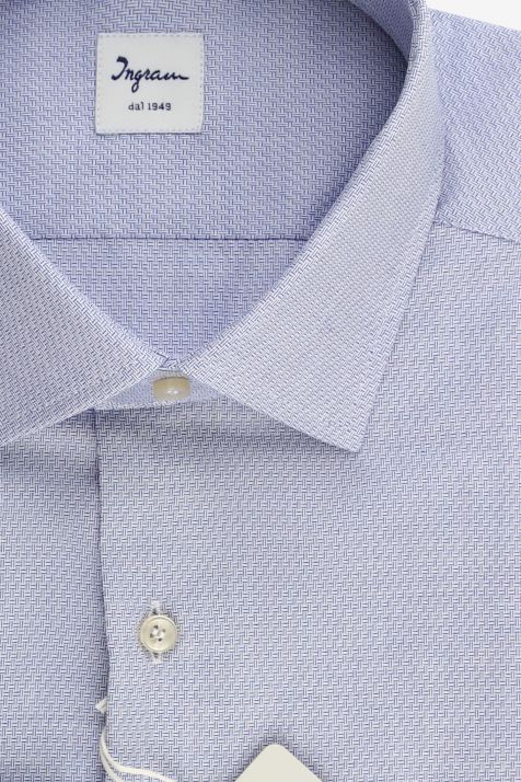 Camicia Uomo Ingram Regular Micro disegno 100% cotone collo Francese Manica lunga