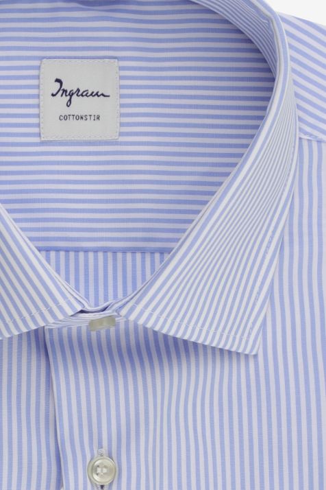 Camicia Uomo Ingram Classic No Stiro Righe 100% cotone collo Francese Manica lunga