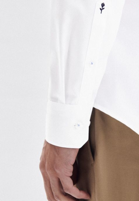 Camicia Uomo Seidensticker Slim No Stiro Tinta unita collo Italiano Manica lunga