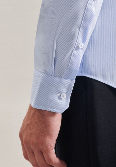 Camicia Uomo Seidensticker Slim No Stiro Righe collo Italiano Manica lunga