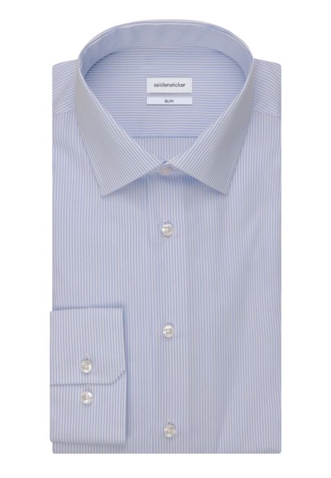 Camicia Uomo Seidensticker Slim No Stiro Righe collo Italiano Manica lunga