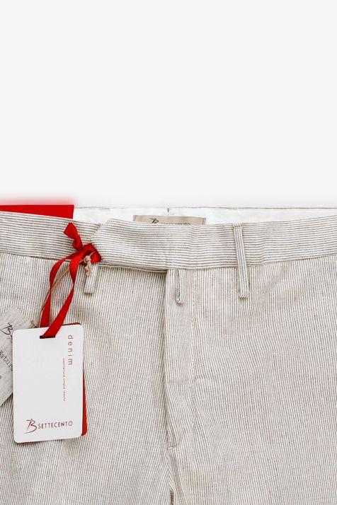 Pantalone Uomo B-Settecento Chino Slim Righe 55% cotone 44% lino 1% ea