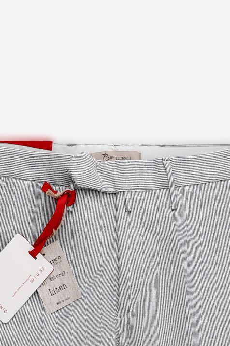 Pantalone Uomo B-Settecento Chino Slim Righe 55% cotone 44% lino 1% ea