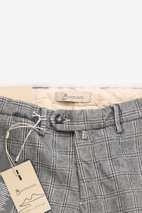 Pantalone Uomo B-Settecento Chino Slim Quadri 97% cotone 3% elastan