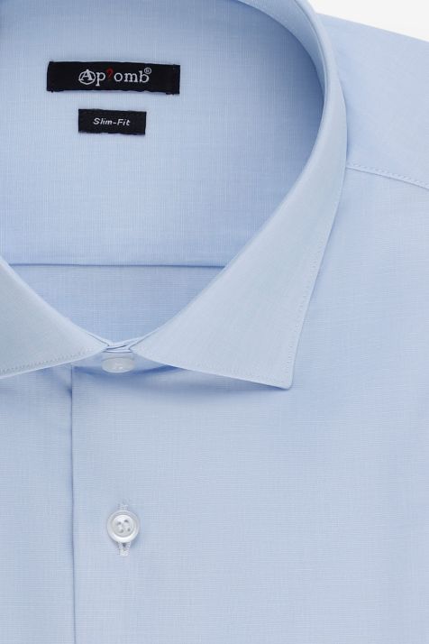 Camicia Uomo Aplomb Slim Tinta unita 100% cotone collo Francese Manica lunga