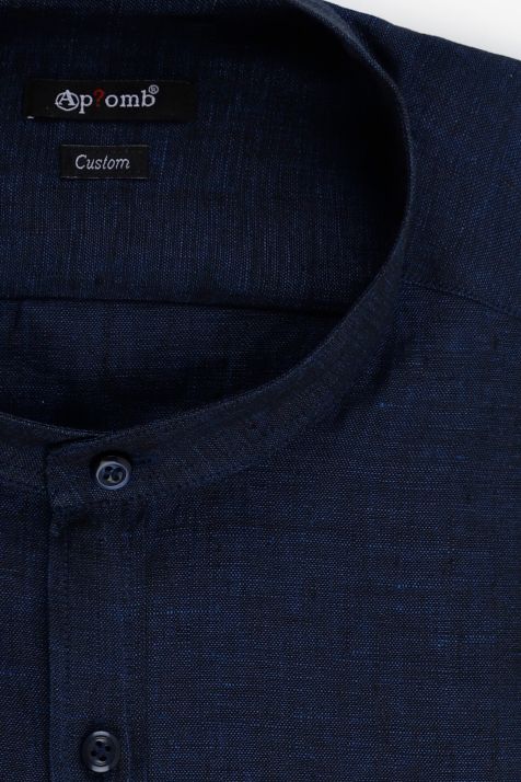 Camicia Uomo Aplomb Regular Tinta unita 100% lino collo Coreano Manica lunga