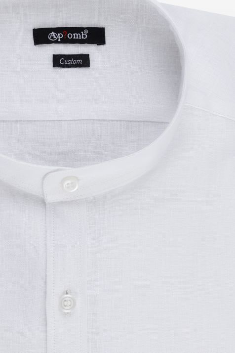 Camicia Uomo Aplomb Regular Tinta unita 100% lino collo Coreano Manica lunga