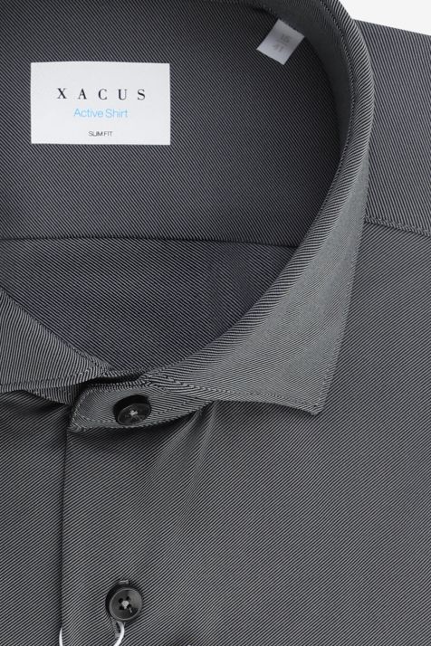 Camicia Uomo Xacus Slim Tinta unita 87% poliammide 13% elastan collo Francese Manica lunga