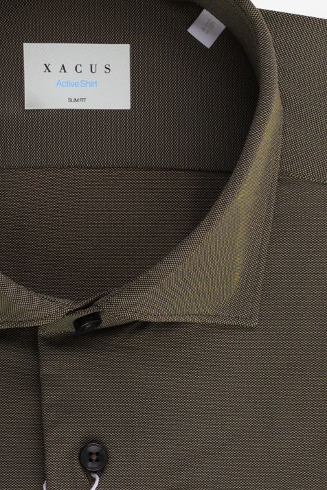 Camicia Uomo Xacus Slim Tinta unita 87% poliammide 13% elastan collo Francese Manica lunga