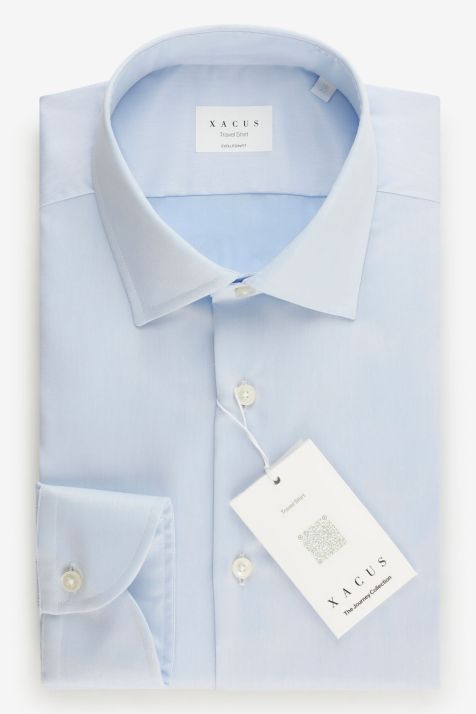 Camicia Uomo Xacus Classic No Stiro Tinta unita 100% cotone collo Francese Manica lunga