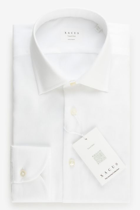 Camicia Uomo Xacus Classic No Stiro Tinta unita 100% cotone collo Francese Manica lunga