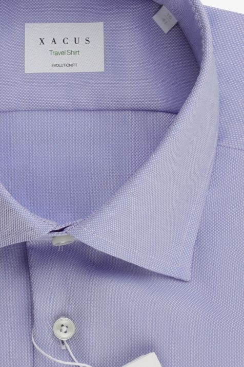 Camicia Uomo Xacus Classic No Stiro Tinta unita 100% cotone collo Francese Manica lunga
