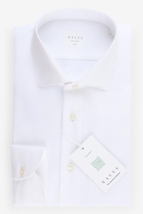 Camicia Uomo Xacus Slim No Stiro Tinta unita 100% cotone collo Francese Manica lunga
