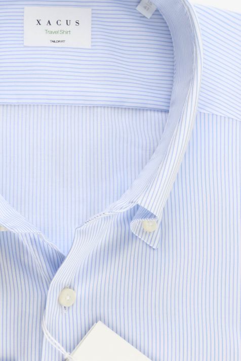 Camicia Uomo Xacus Regular No Stiro Righe 100% cotone collo Button down Manica lunga