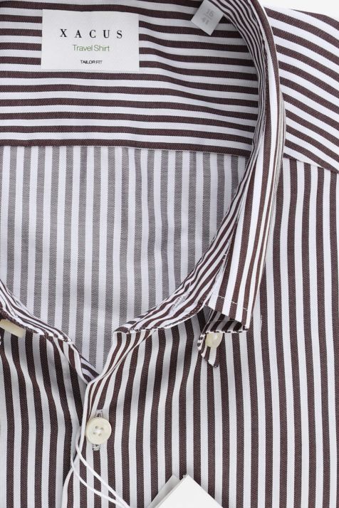 Camicia Uomo Xacus Regular No Stiro Righe 100% cotone collo Button down Manica lunga