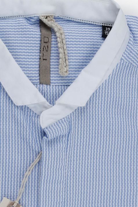 Camicia Uomo DNL Regular Righe 100% cotone collo Coreano Manica lunga