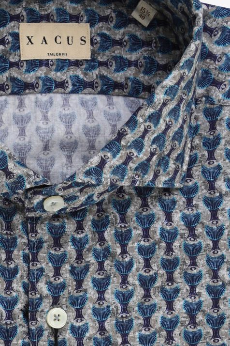 Camicia Uomo Xacus Regular Fantasia 100% cotone collo Francese Manica lunga