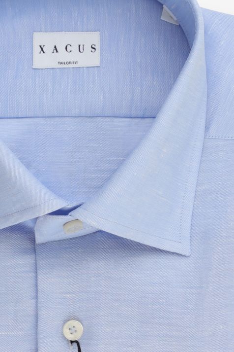 Camicia Uomo Xacus Regular Tinta unita 58% lino 42% tencel collo Francese Manica lunga