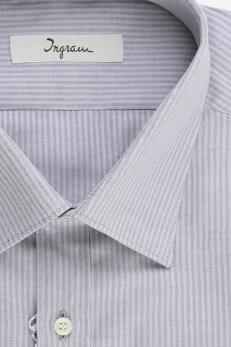 Camicia Uomo Ingram Slim Righe 100% cotone collo Italiano Manica lunga