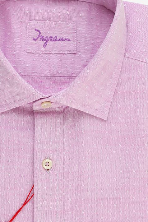 Camicia Uomo Ingram Regular Micro disegno 100% cotone collo Francese Manica lunga