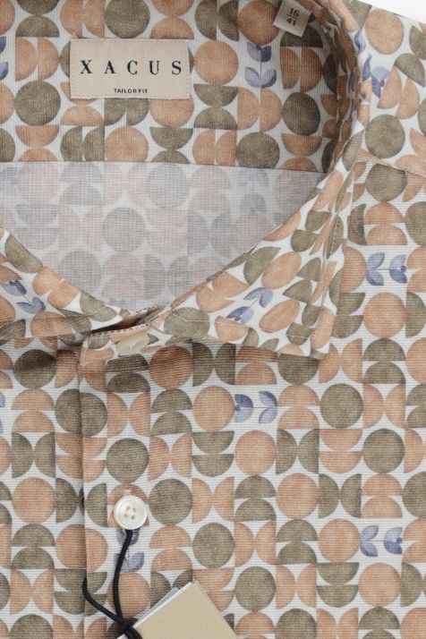 Camicia Uomo Xacus Regular Fantasia 100% cotone collo Francese Manica lunga