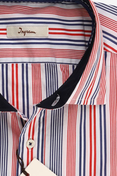 Camicia Uomo Ingram Regular Righe 72% cotone 3% elastan 25% pa collo Francese Manica lunga