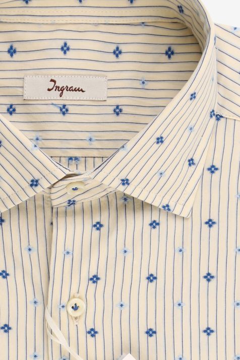 Camicia Uomo Ingram Regular Fantasia 100% cotone collo Francese Manica lunga