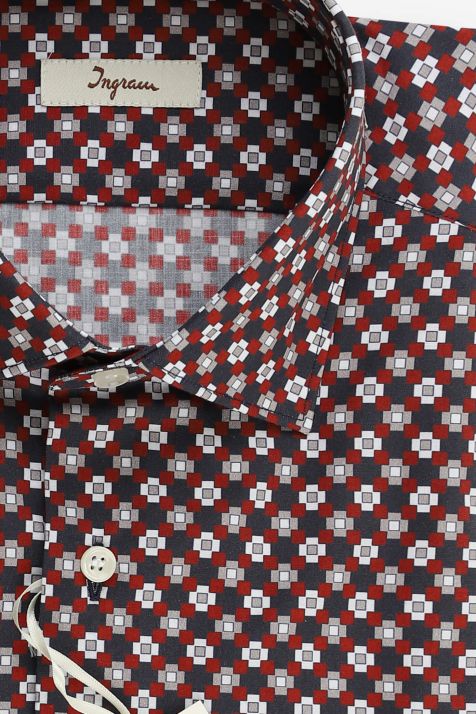 Camicia Uomo Ingram Slim Fantasia 100% cotone collo Francese Manica lunga