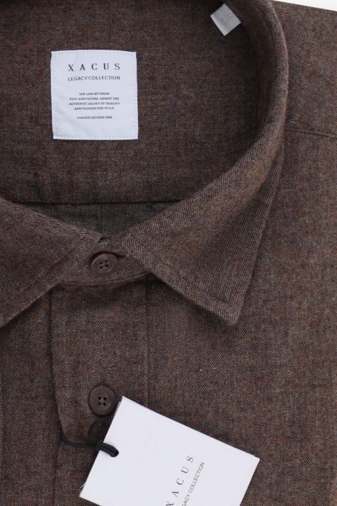 Camicia Uomo Xacus Regular Tinta unita 100% cotone collo Italiano Manica lunga