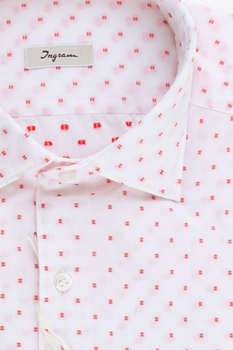 Camicia Uomo Ingram Regular Micro disegno 100% cotone collo Francese Manica lunga
