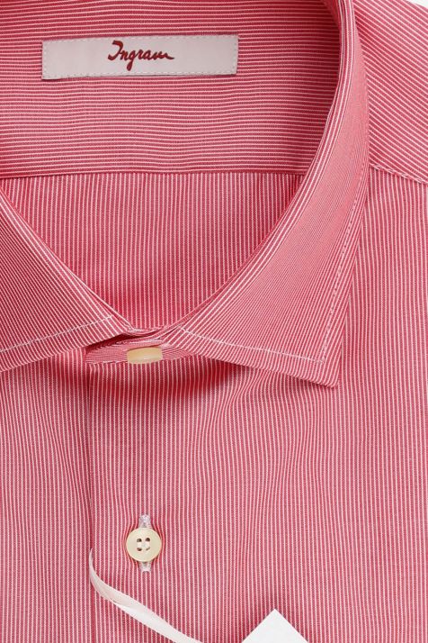 Camicia Uomo Ingram Slim Righe 100% cotone collo Francese Manica lunga