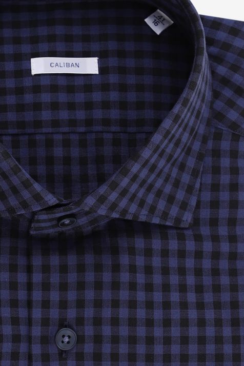 Camicia Uomo Caliban Regular Quadri 100% cotone collo Francese Manica lunga