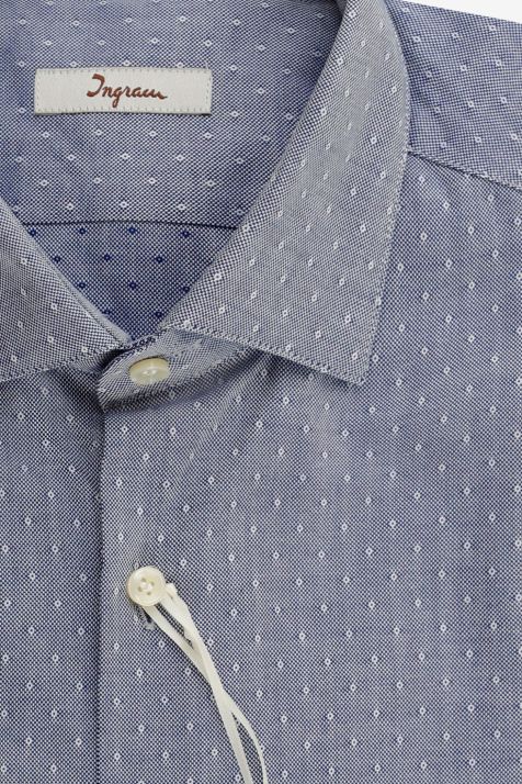 Camicia Uomo Ingram Slim Micro disegno 100% cotone collo Francese Manica lunga