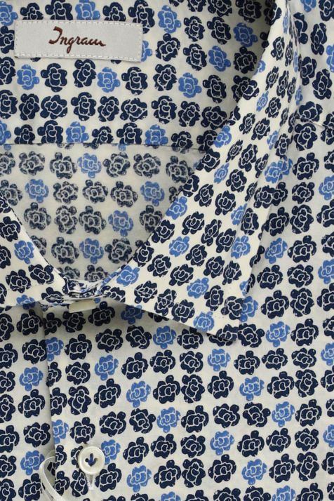 Camicia Uomo Ingram Slim Fantasia 100% cotone collo Francese Manica lunga