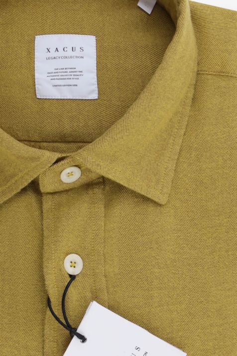 Camicia Uomo Xacus Regular Tinta unita 59% cotone 41% Lyocell collo Italiano Manica lunga
