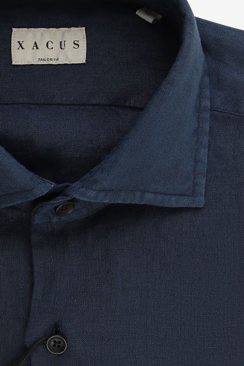 Camicia Uomo Xacus Regular Tinta unita 100% lino collo Francese Manica lunga
