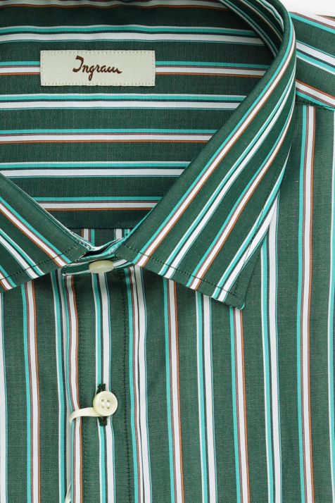 Camicia Uomo Ingram Classic Righe 100% cotone collo Francese Manica lunga