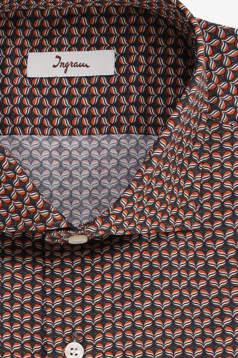 Camicia Uomo Ingram Slim Micro disegno 100% cotone collo Francese Manica lunga