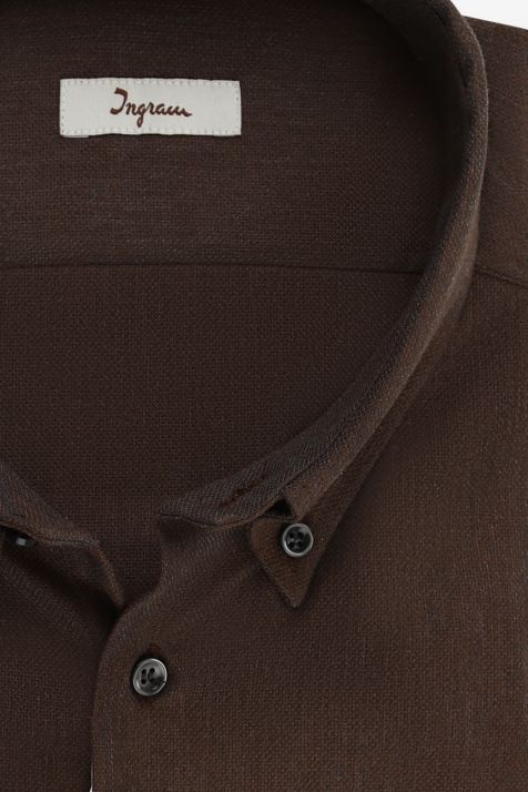 Camicia Uomo Ingram Regular Tinta unita 100% cotone collo Button down Manica lunga