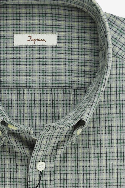 Camicia Uomo Ingram Classic Quadri 100% cotone collo Button down Manica lunga