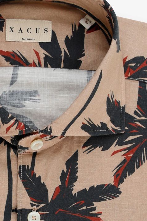 Camicia Uomo Xacus Regular Fantasia 100% Cotone lavato collo Francese Manica lunga