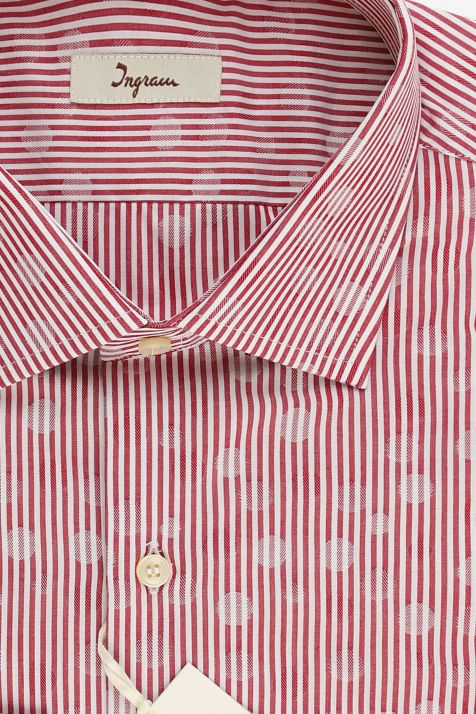 Camicia Uomo Ingram Slim Righe 100% cotone collo Francese Manica lunga
