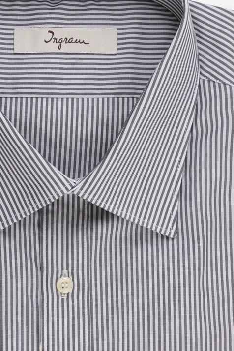 Camicia Uomo Ingram Slim Righe 96% cotone 4% elastan collo Italiano Manica lunga