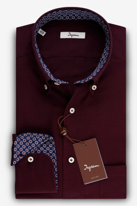Camicia Uomo Ingram Regular Tinta unita 100% cotone collo Button down Manica lunga