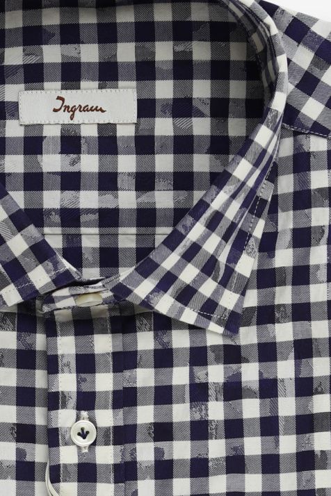 Camicia Uomo Ingram Classic Quadri 100% cotone collo Francese Manica lunga