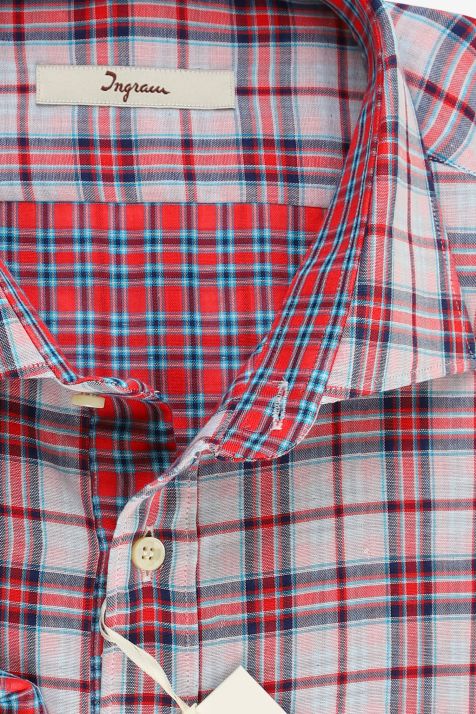 Camicia Uomo Ingram Regular Quadri 100% cotone collo Francese Manica lunga