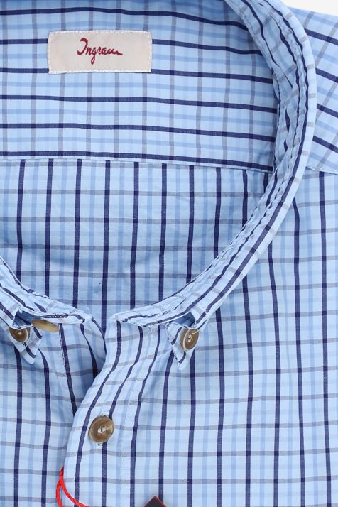 Camicia Uomo Ingram Regular Quadri 100% cotone collo Button down Manica lunga