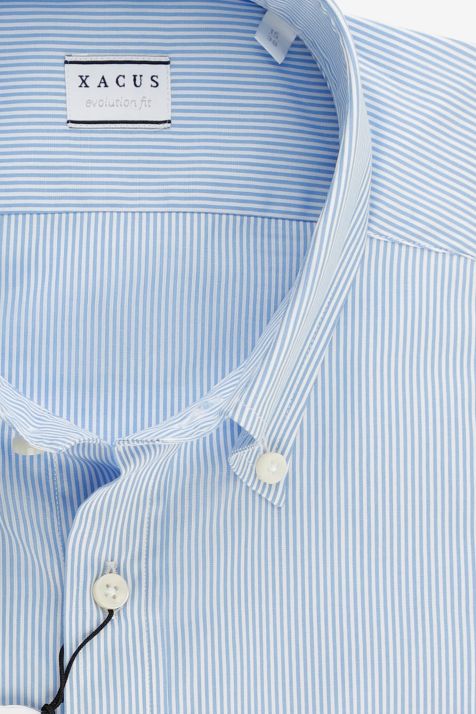 Camicia Uomo Xacus Classic Righe 100% cotone collo Button down Manica corta