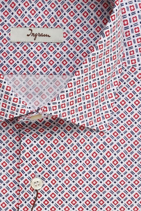 Camicia Uomo Ingram Regular Micro disegno 100% cotone collo Francese Manica lunga